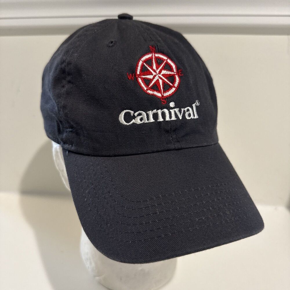 Carnival Cruise  Red Compass Navy Blue Baseball Cap Dad Hat